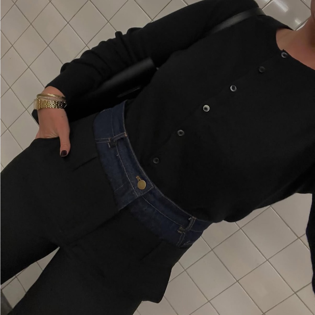 Aqua Twofer Denim And Woven Trousers